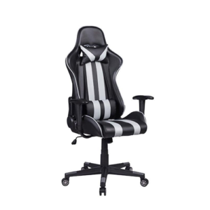 Cadeira Gamer em Couro PU Reclinável Preta e Cinza EA-265