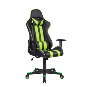 Cadeira Gamer em Couro PU Reclinável Preta e Verde EA-265