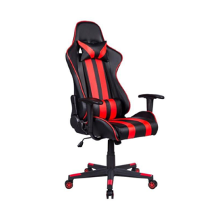 Cadeira Gamer em Couro PU Reclinável Preta e Vermelha EA-266