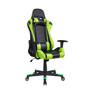 Cadeira Gamer em Couro PU Reclinável  Preta e Verde EA-268