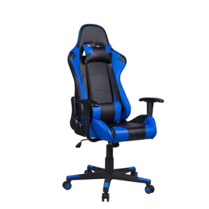 Cadeira Gamer em Couro PU Reclinável  Preta e Azul EA-270