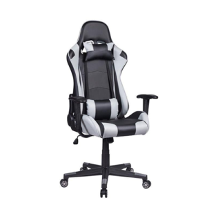 Cadeira Gamer em Couro PU Reclinável Preta e Cinza EA-271